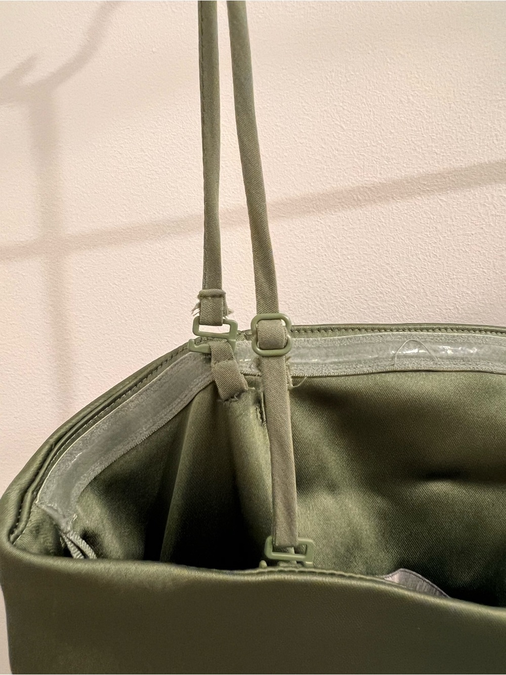 Abercrombie & Fitch Olive Green Satin Slip Midi - Picture 3 of 5